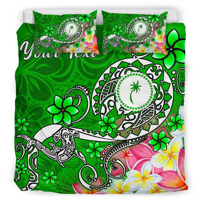 Kosrae Custom Personalised Bedding Set - Turtle Plumeria (Green)