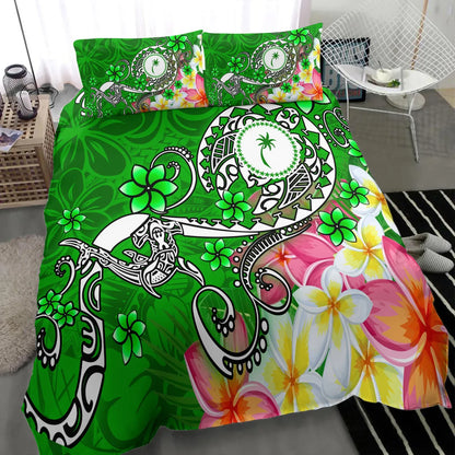 Kosrae Custom Personalised Bedding Set - Turtle Plumeria (Green)