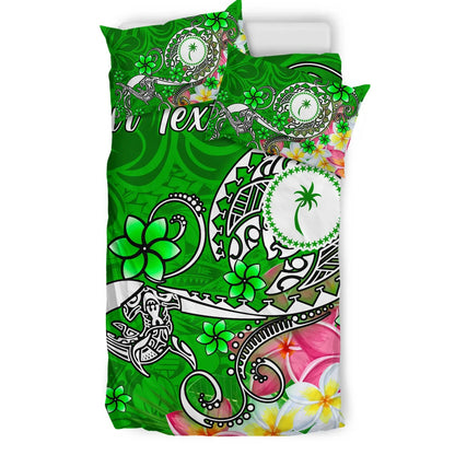 Kosrae Custom Personalised Bedding Set - Turtle Plumeria (Green)