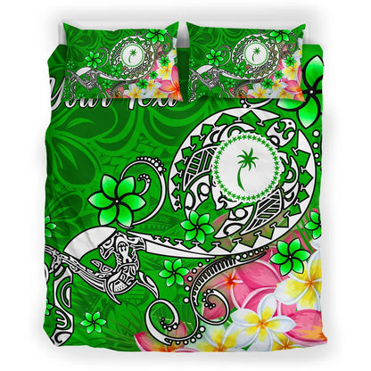 Kosrae Custom Personalised Bedding Set - Turtle Plumeria (Green)