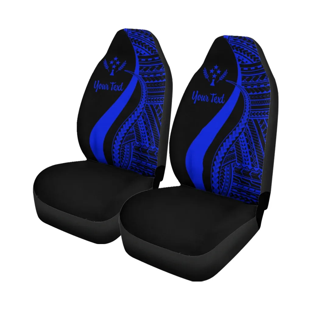 Kosrae Custom Personalised Car Seat Covers - Blue Polynesian Tentacle Tribal Pattern