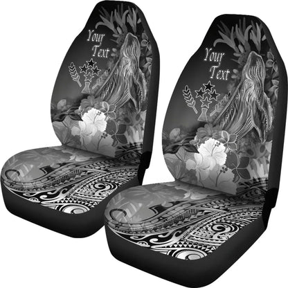 Kosrae Custom Personalised Car Seat Covers - Humpback Whale with Tropical Flowers (White)