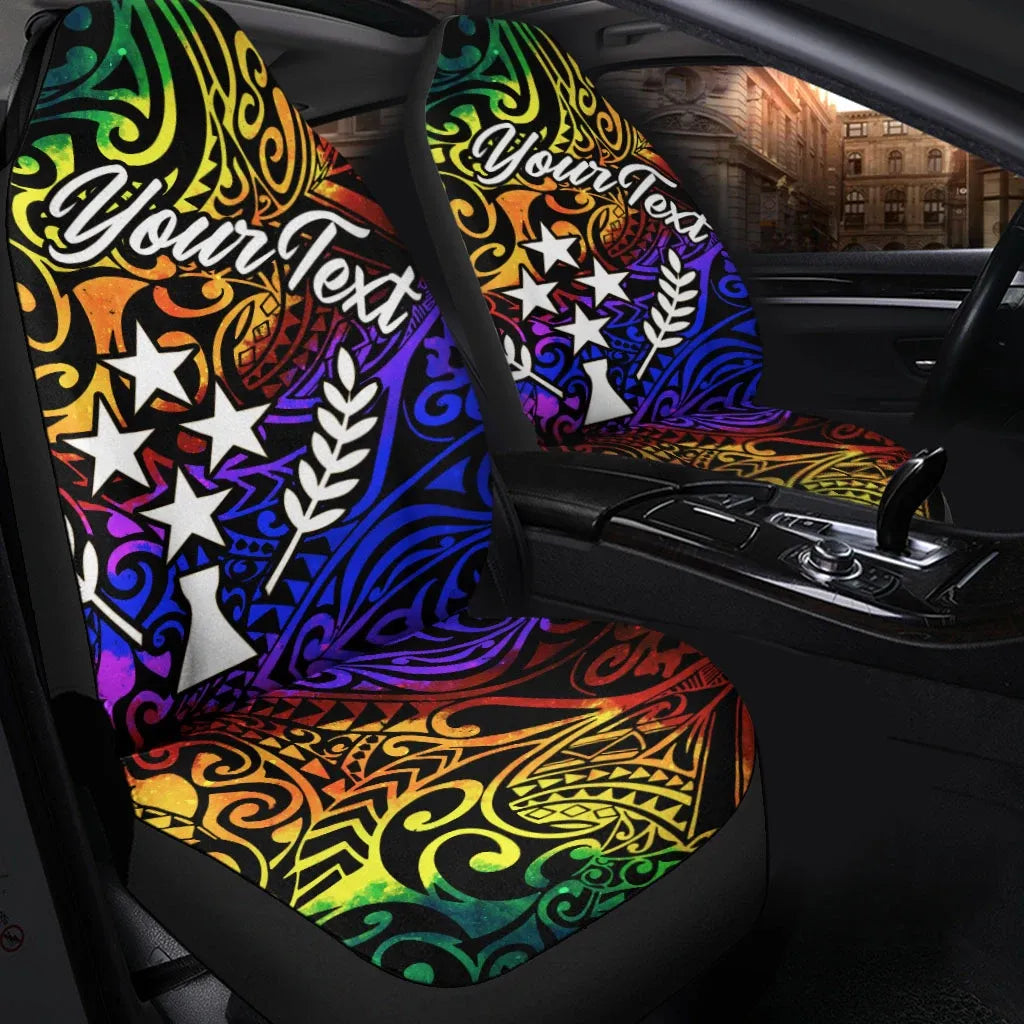Kosrae Custom Personalised Car Seat Covers - Rainbow Polynesian Pattern