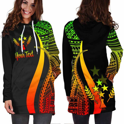 Kosrae Custom Personalised Hoodie Dress - Reggae Polynesian Tentacle Pattern