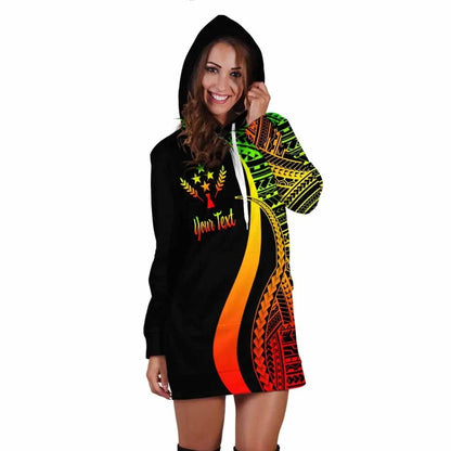 Kosrae Custom Personalised Hoodie Dress - Reggae Polynesian Tentacle Pattern