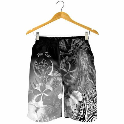 Kosrae Custom Personalised Men Shorts - Humpback Whale with Tropical Flowers (White)
