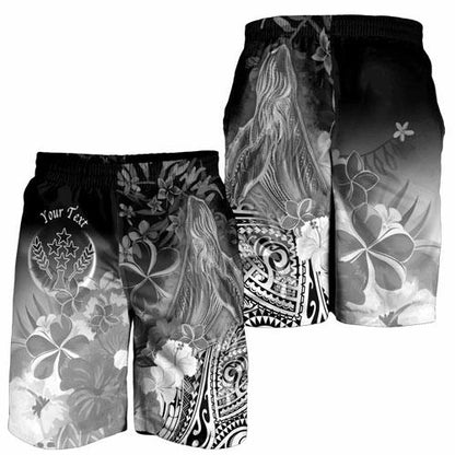 Kosrae Custom Personalised Men Shorts - Humpback Whale with Tropical Flowers (White)