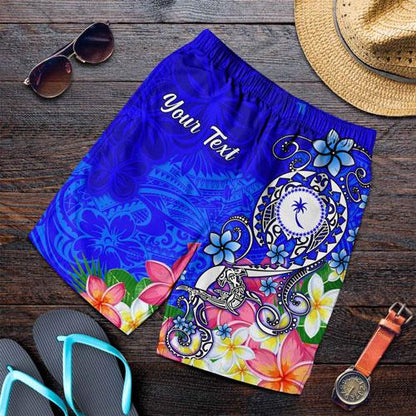 Kosrae Custom Personalised Men Shorts - Turtle Plumeria (Blue)