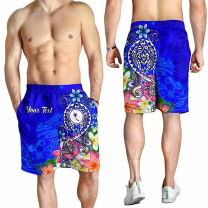 Kosrae Custom Personalised Men Shorts - Turtle Plumeria (Blue)