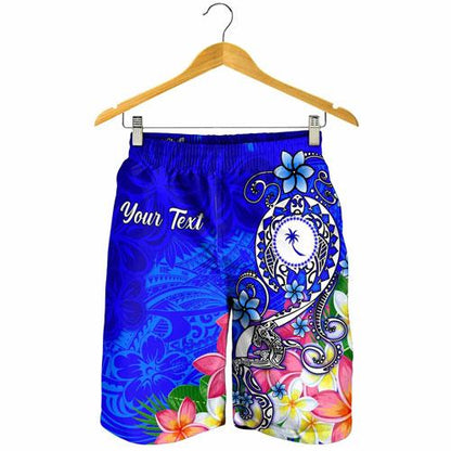 Kosrae Custom Personalised Men Shorts - Turtle Plumeria (Blue)