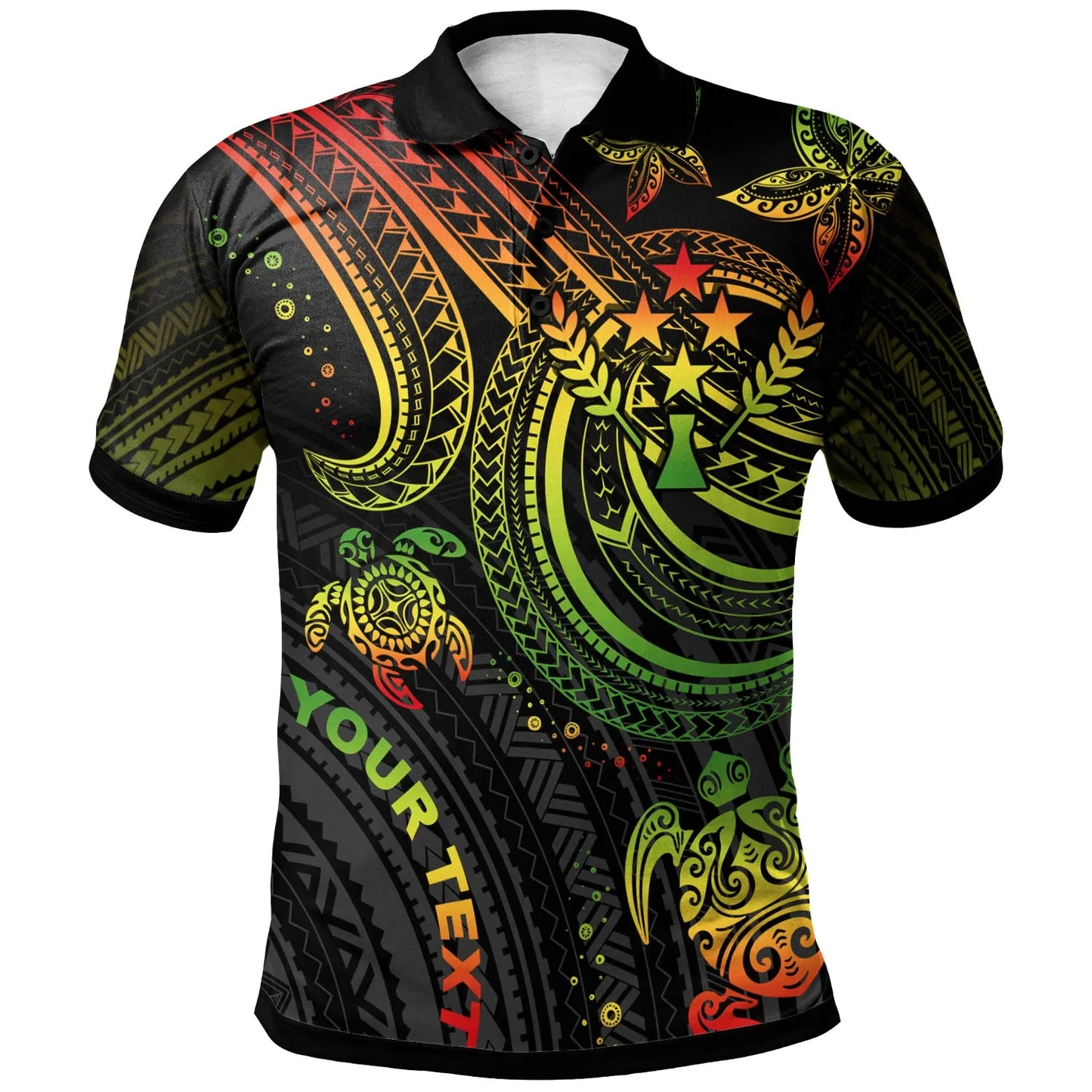 Kosrae Custom Personalised Polo Shirt - Reggae Turtle