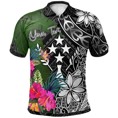 Kosrae Custom Personalised Polo Shirt - Turtle Plumeria Banana Leaf