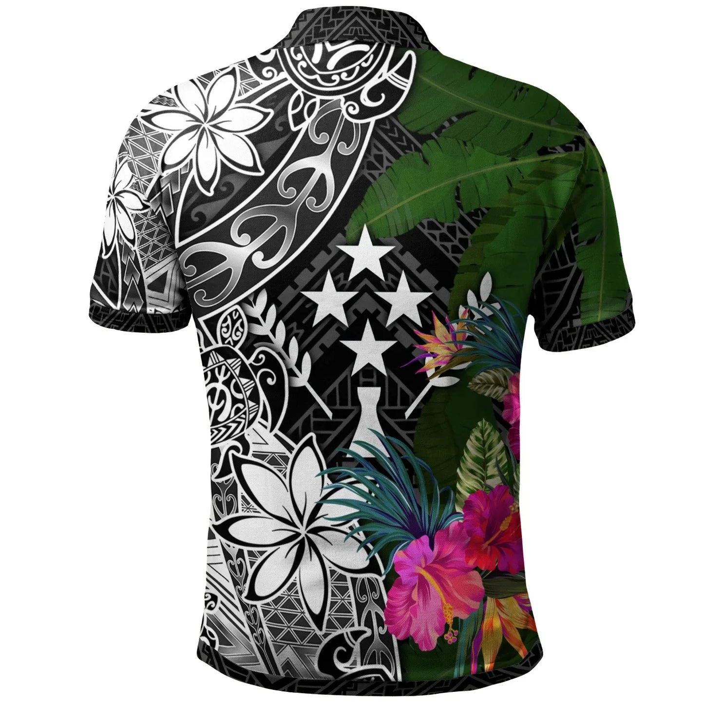 Kosrae Custom Personalised Polo Shirt - Turtle Plumeria Banana Leaf