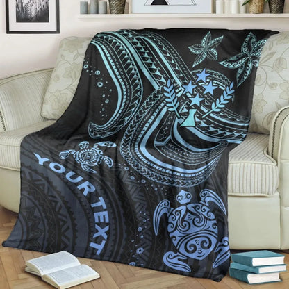 Kosrae Custom Personalised Premium Blanket- Blue Turtle