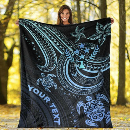 Kosrae Custom Personalised Premium Blanket- Blue Turtle