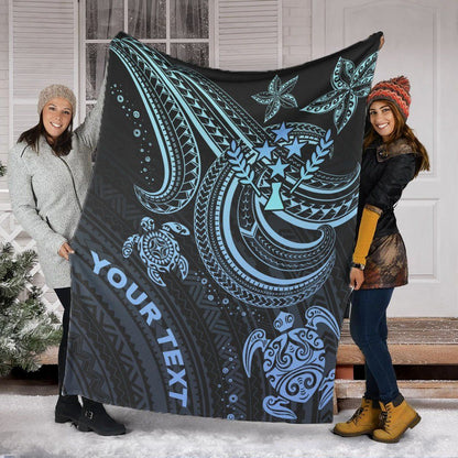 Kosrae Custom Personalised Premium Blanket- Blue Turtle