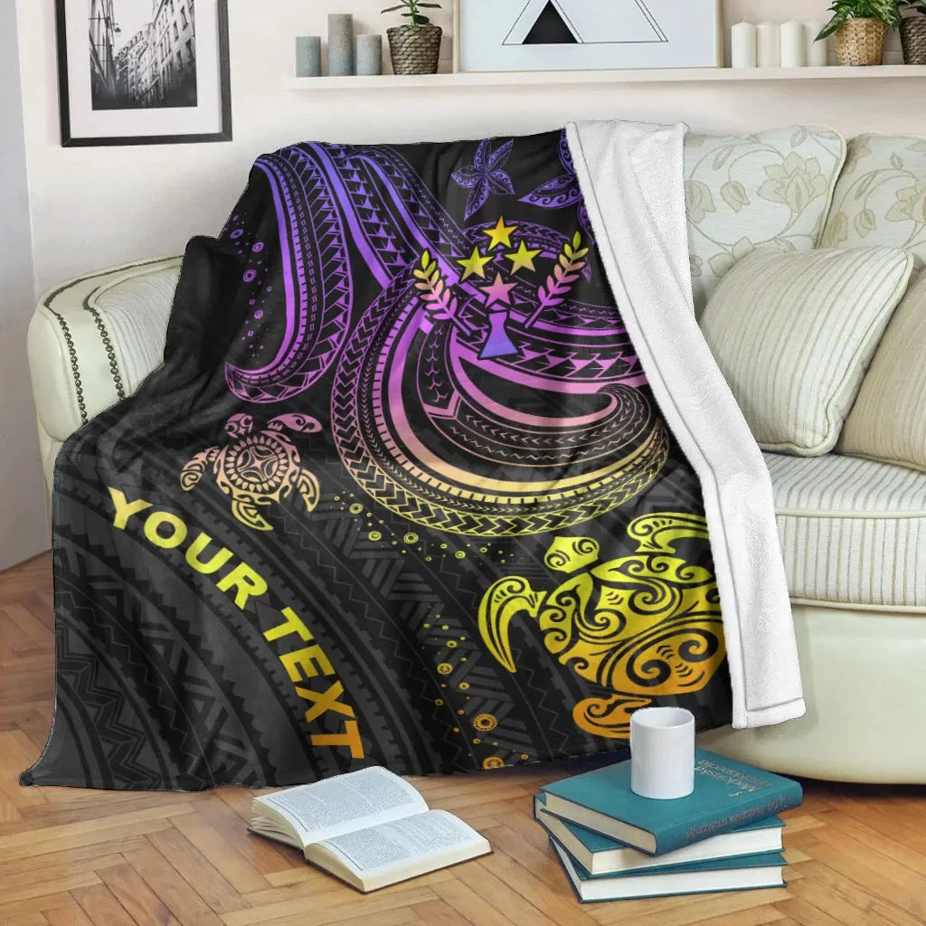 Kosrae Custom Personalised Premium Blanket- Pink Turtle
