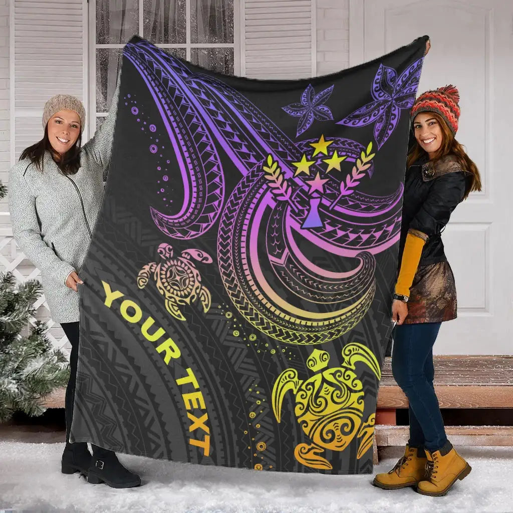Kosrae Custom Personalised Premium Blanket- Pink Turtle