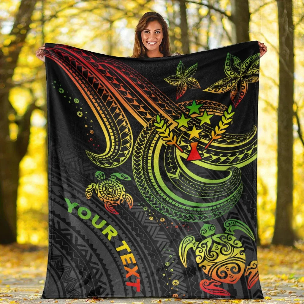 Kosrae Custom Personalised Premium Blanket- Reggae Turtle
