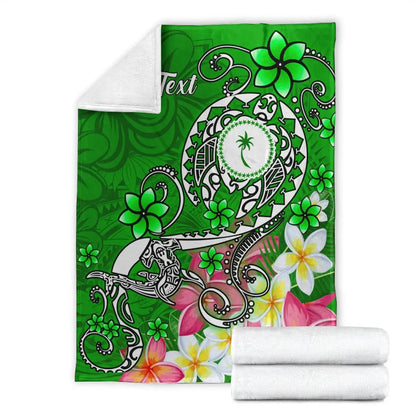 Kosrae Custom Personalised Premium Blanket - Turtle Plumeria (Green)