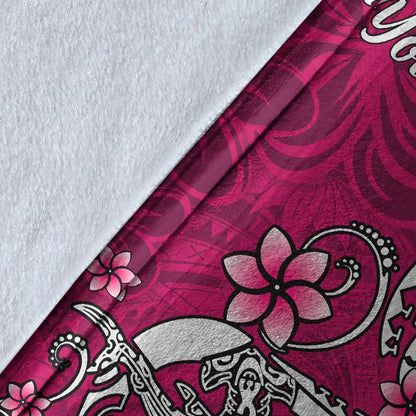 Kosrae Custom Personalised Premium Blanket - Turtle Plumeria (Pink)