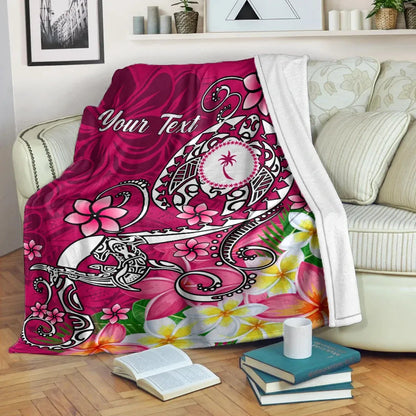 Kosrae Custom Personalised Premium Blanket - Turtle Plumeria (Pink)