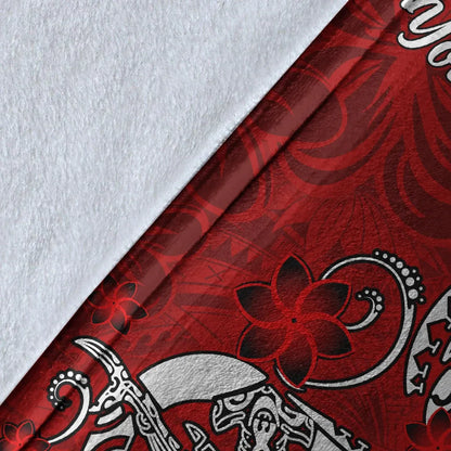 Kosrae Custom Personalised Premium Blanket - Turtle Plumeria (Red)