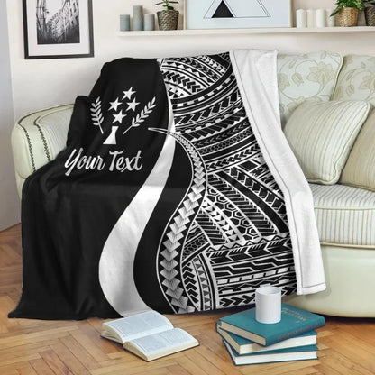 Kosrae Custom Personalised Premium Blanket - White Polynesian Tentacle Tribal Pattern