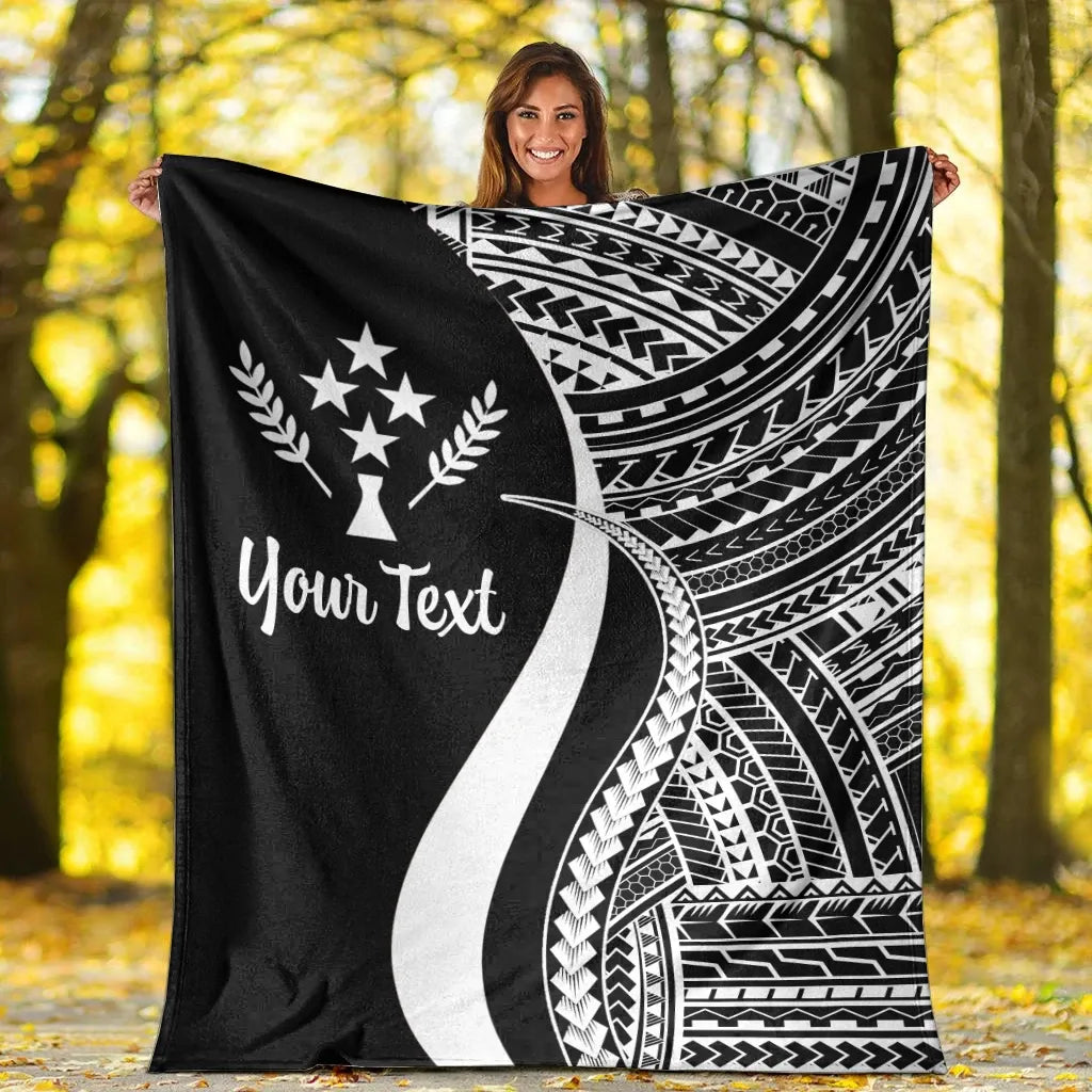 Kosrae Custom Personalised Premium Blanket - White Polynesian Tentacle Tribal Pattern