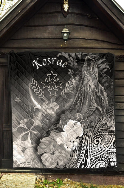 Kosrae Custom Personalised Premium Quilt - Humpback Whale with Tropical Flowers (White)