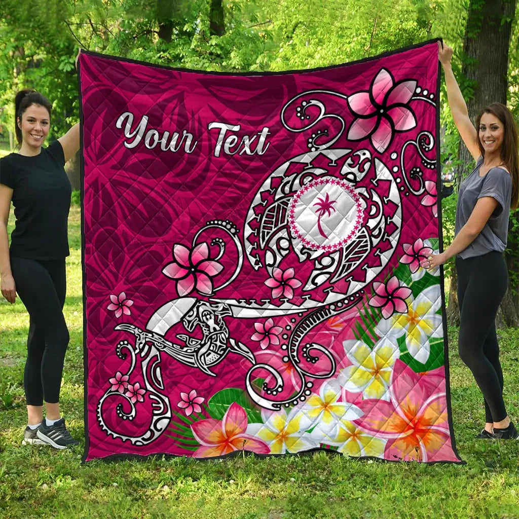 Kosrae Custom Personalised Premium Quilt - Turtle Plumeria (Pink)