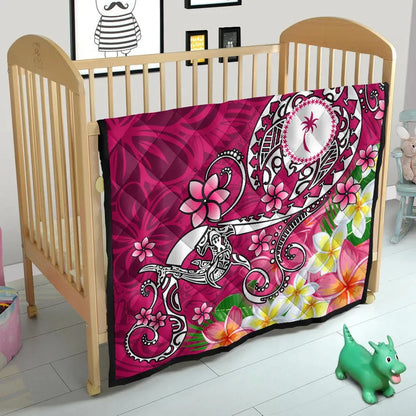 Kosrae Custom Personalised Premium Quilt - Turtle Plumeria (Pink)