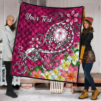 Kosrae Custom Personalised Premium Quilt - Turtle Plumeria (Pink)