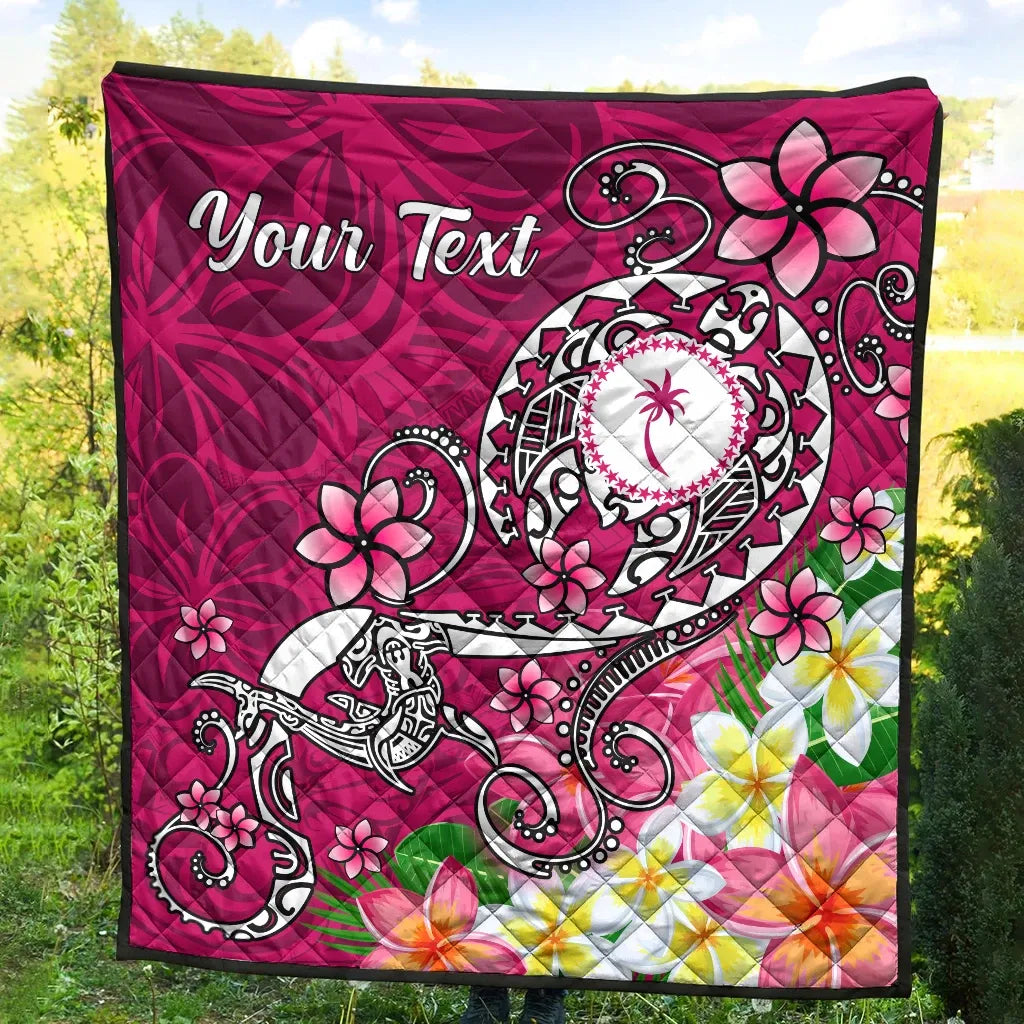Kosrae Custom Personalised Premium Quilt - Turtle Plumeria (Pink)