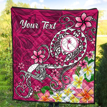 Kosrae Custom Personalised Premium Quilt - Turtle Plumeria (Pink)