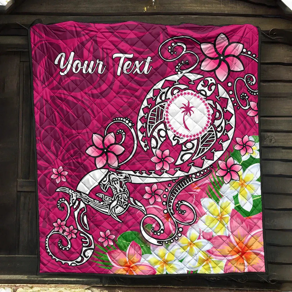 Kosrae Custom Personalised Premium Quilt - Turtle Plumeria (Pink)