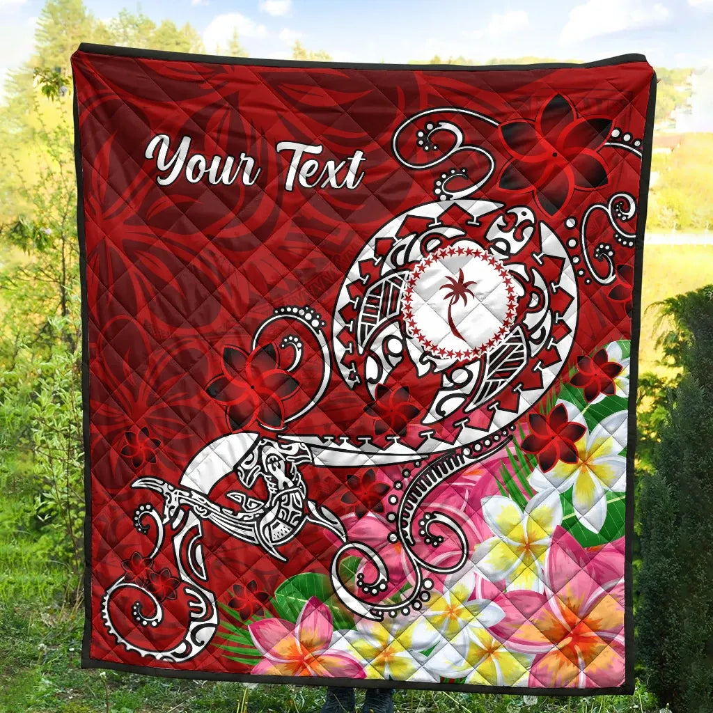 Kosrae Custom Personalised Premium Quilt - Turtle Plumeria (Red)