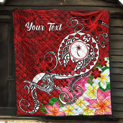 Kosrae Custom Personalised Premium Quilt - Turtle Plumeria (Red)