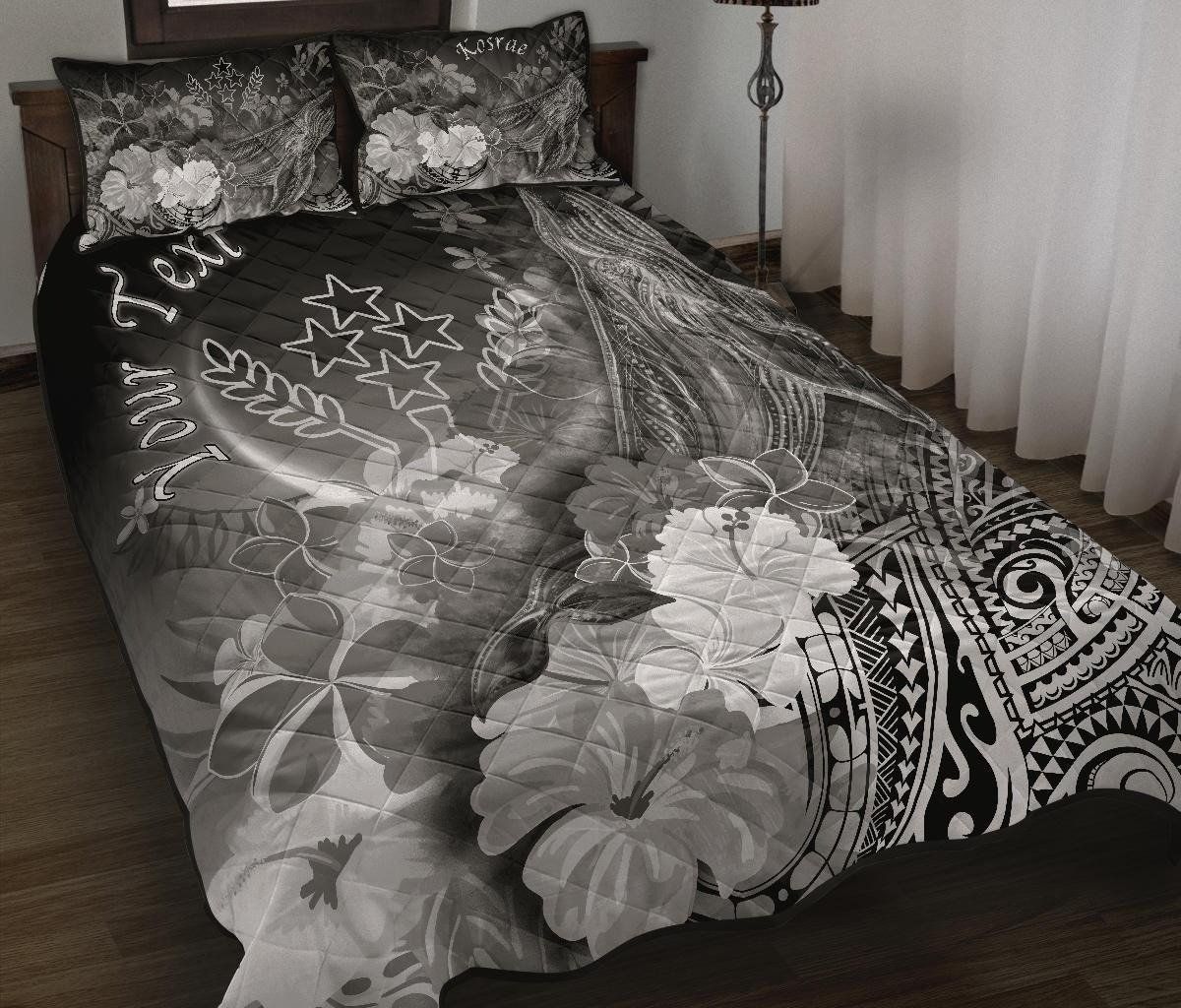 Kosrae Custom Personalised Quilt Bed Set - Humpback Whale with Tropical Flowers (White)