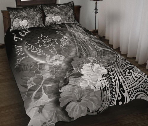 Kosrae Custom Personalised Quilt Bed Set - Humpback Whale with Tropical Flowers (White)