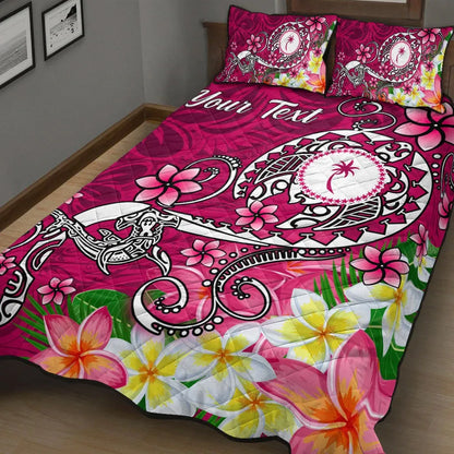 Kosrae Custom Personalised Quilt Bed Set - Turtle Plumeria (Pink)