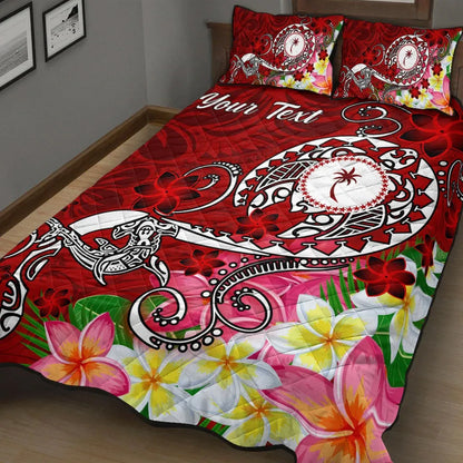 Kosrae Custom Personalised Quilt Bed Set - Turtle Plumeria (Red)