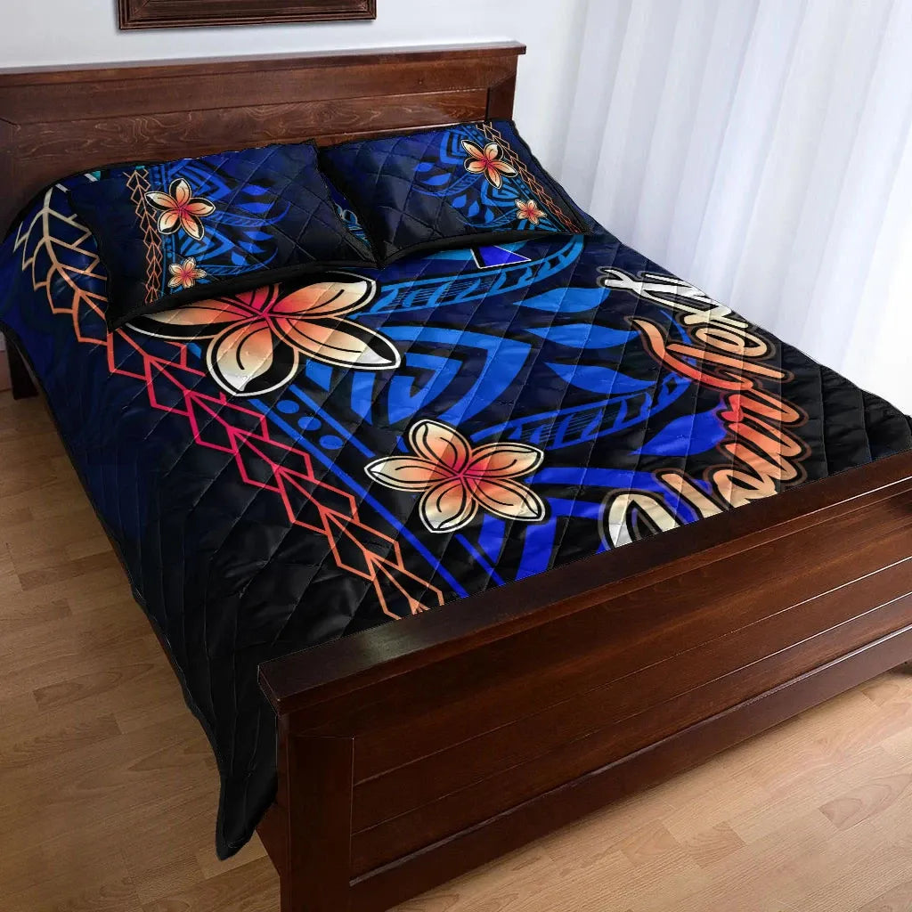 Kosrae Custom Personalised Quilt Bed Set - Vintage Tribal Mountain