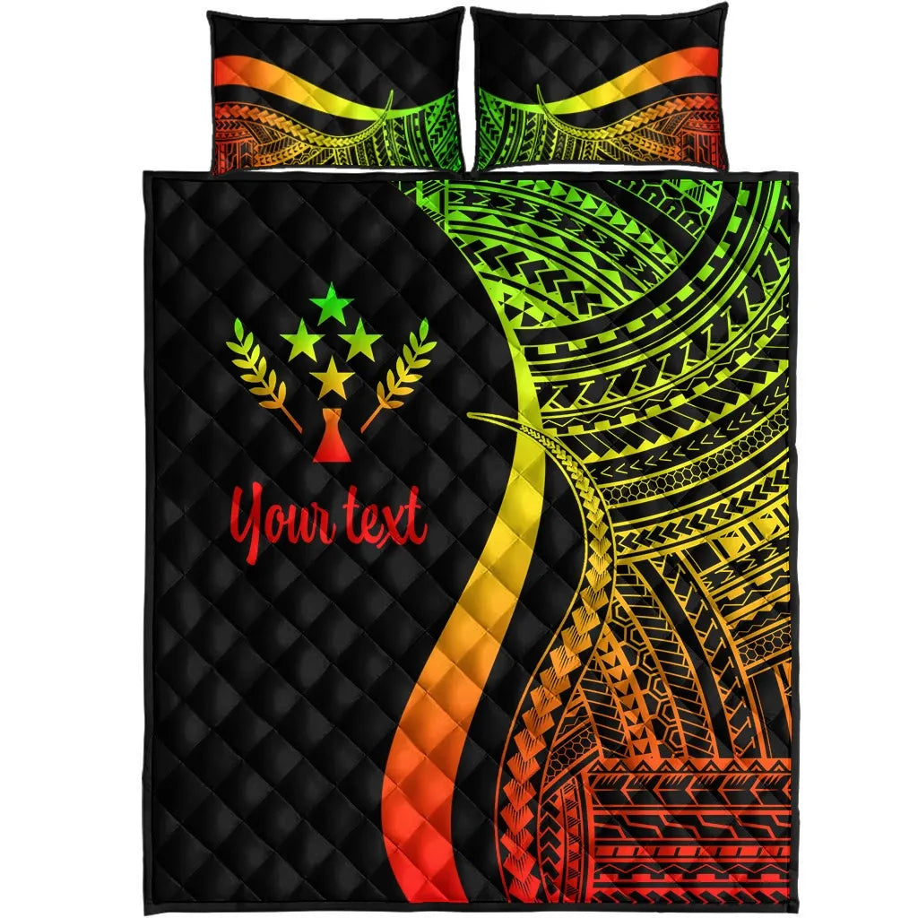Kosrae Custom Personalised Quilt Bed Set - Reggae Polynesian Tentacle Tribal Pattern
