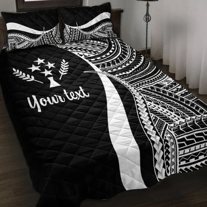Kosrae Custom Personalised Quilt Bed Set - White Polynesian Tentacle Tribal Pattern