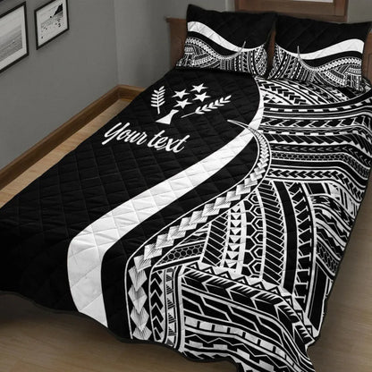 Kosrae Custom Personalised Quilt Bed Set - White Polynesian Tentacle Tribal Pattern