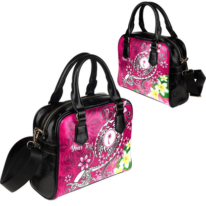 Kosrae Custom Personalised Shoulder Handbag - Turtle Plumeria (Pink)
