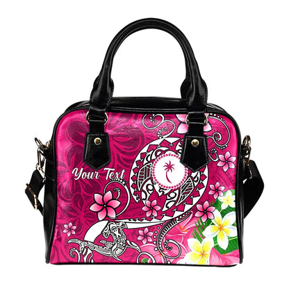 Kosrae Custom Personalised Shoulder Handbag - Turtle Plumeria (Pink)