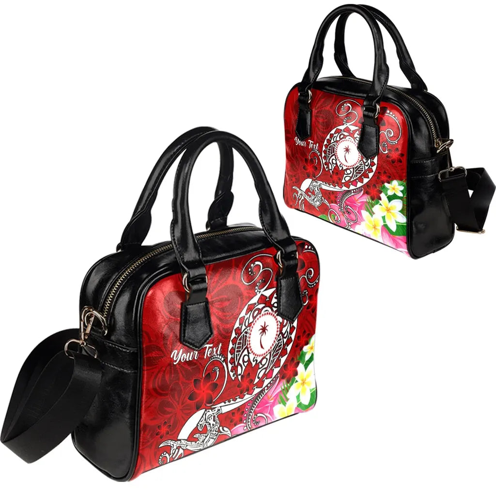 Kosrae Custom Personalised Shoulder Handbag - Turtle Plumeria (Red)