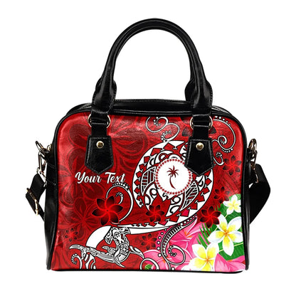 Kosrae Custom Personalised Shoulder Handbag - Turtle Plumeria (Red)